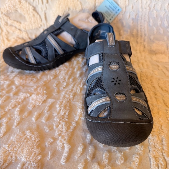 JBU Shoes - JBU Gray and Blue Women's Closed-Toe Sport Sandals #531-9.